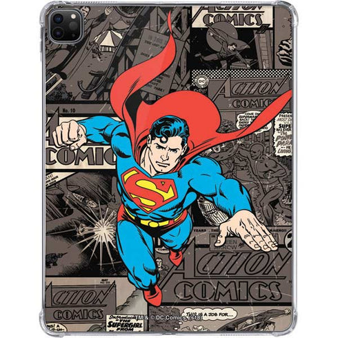 DC Comics Superman Vintage Action pose pattern iPad Pro 11in (2024) Clear Case